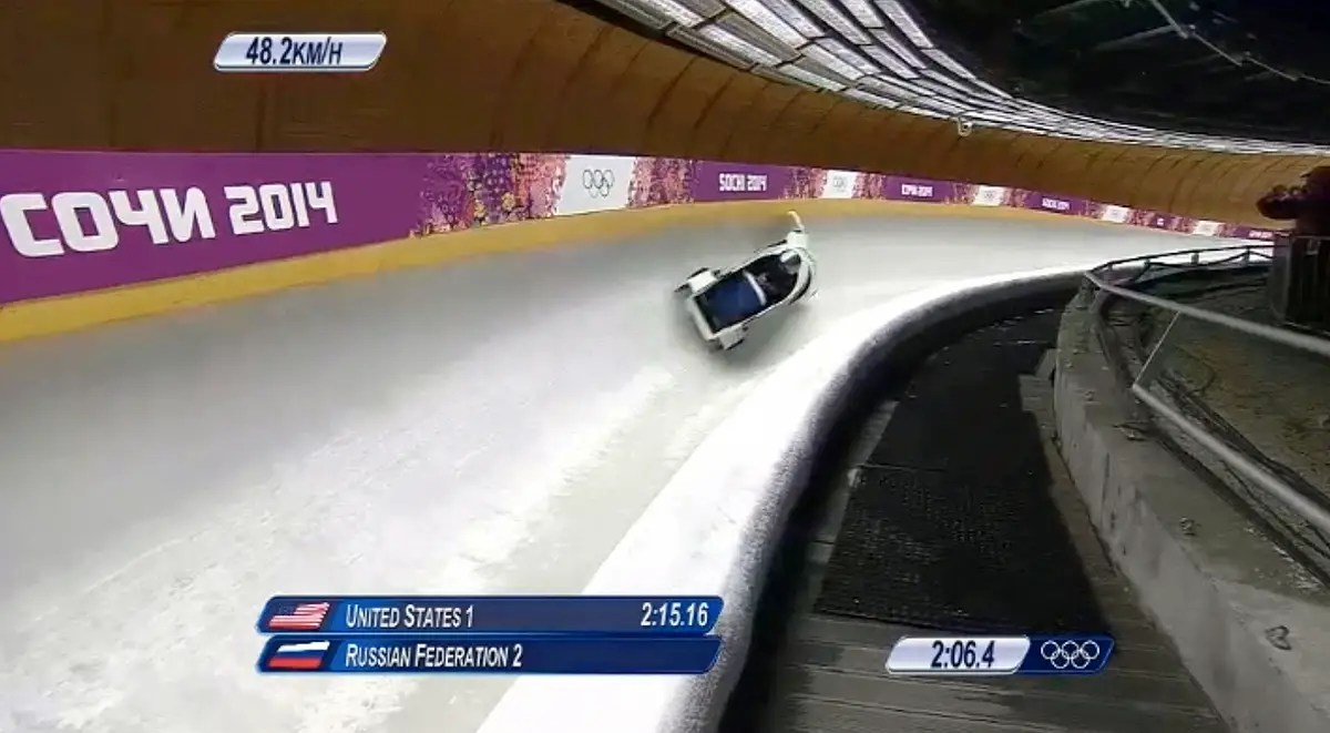 Bobsled Malfunction Briefly Sends Sled Flying Down The Track With The