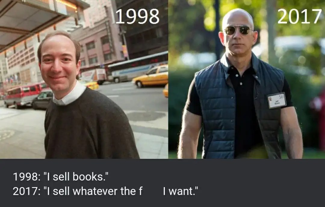 This meme showing how much Amazon billionaire Jeff Bezos has changed