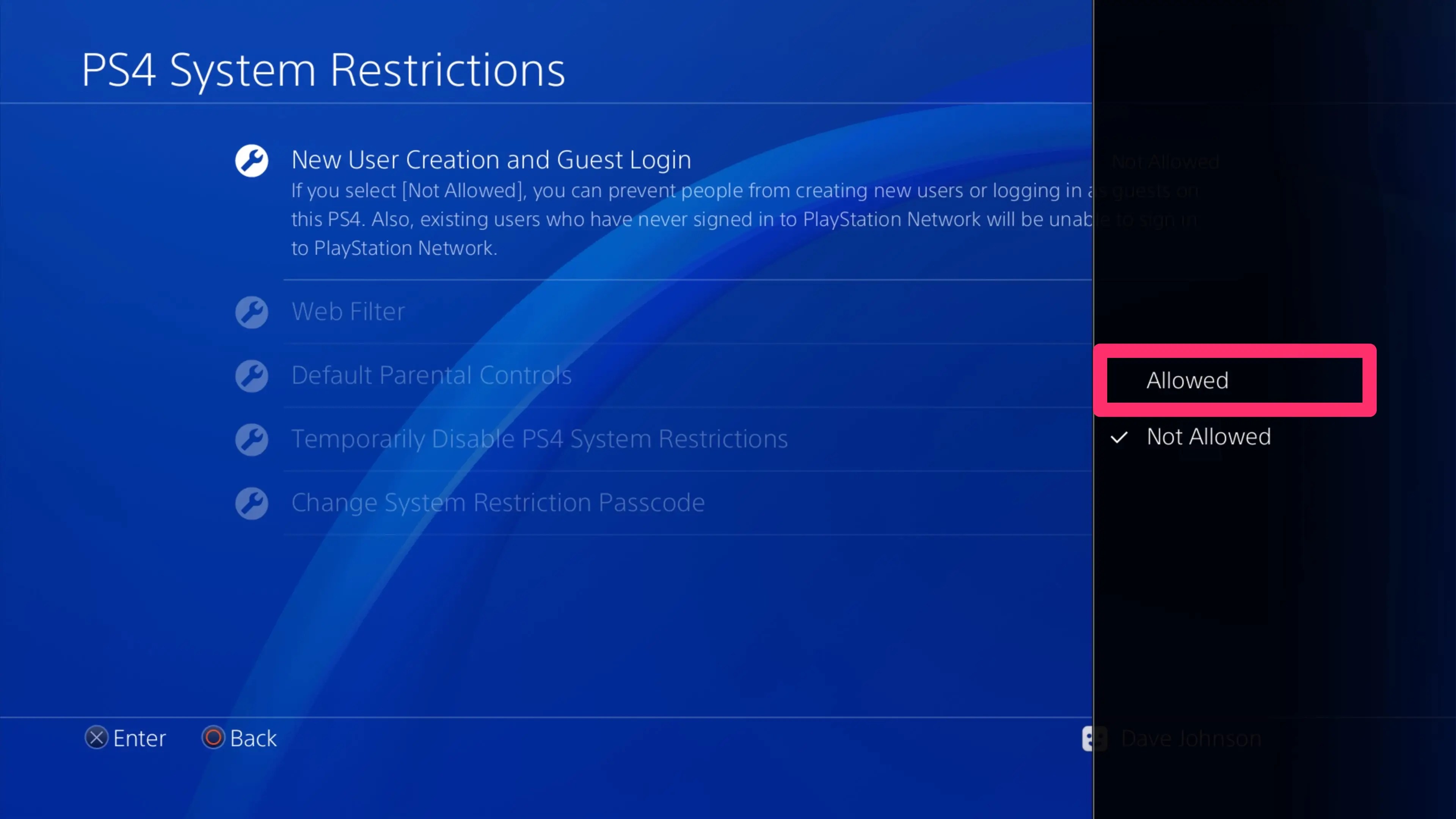 How to turn off parental controls on a PS4, with or