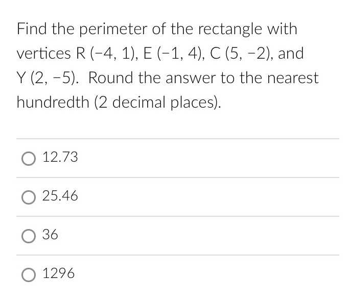 Find the perimeter of the rectangle with vertices CameraMath