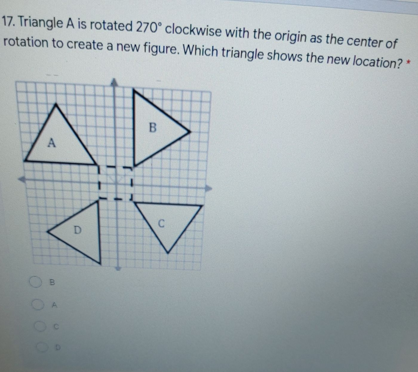 Triangle \( A \) is rotated \( 270 ^ { \circ } \) CameraMath