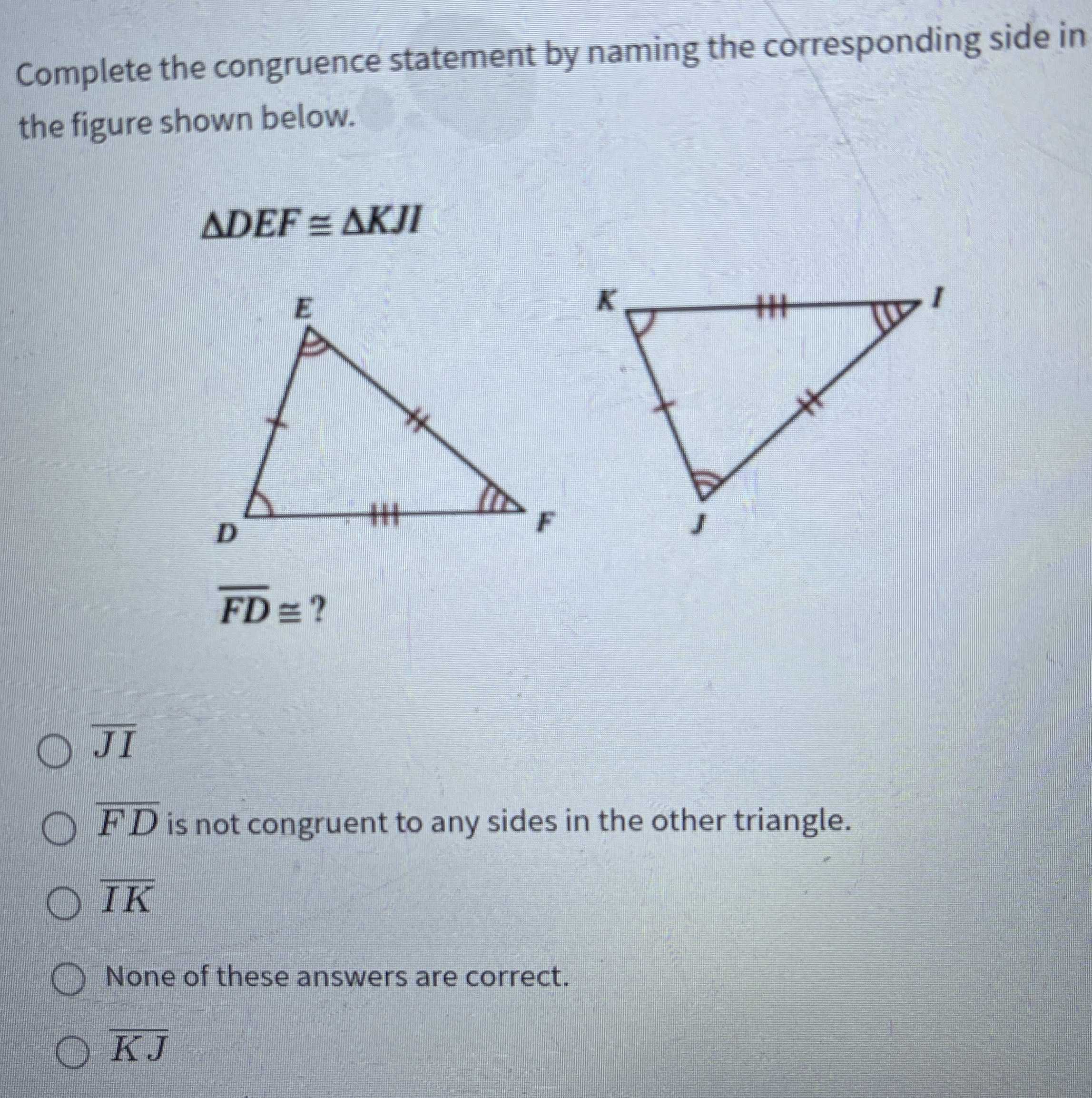 Complete the congruence statement by naming the co... CameraMath