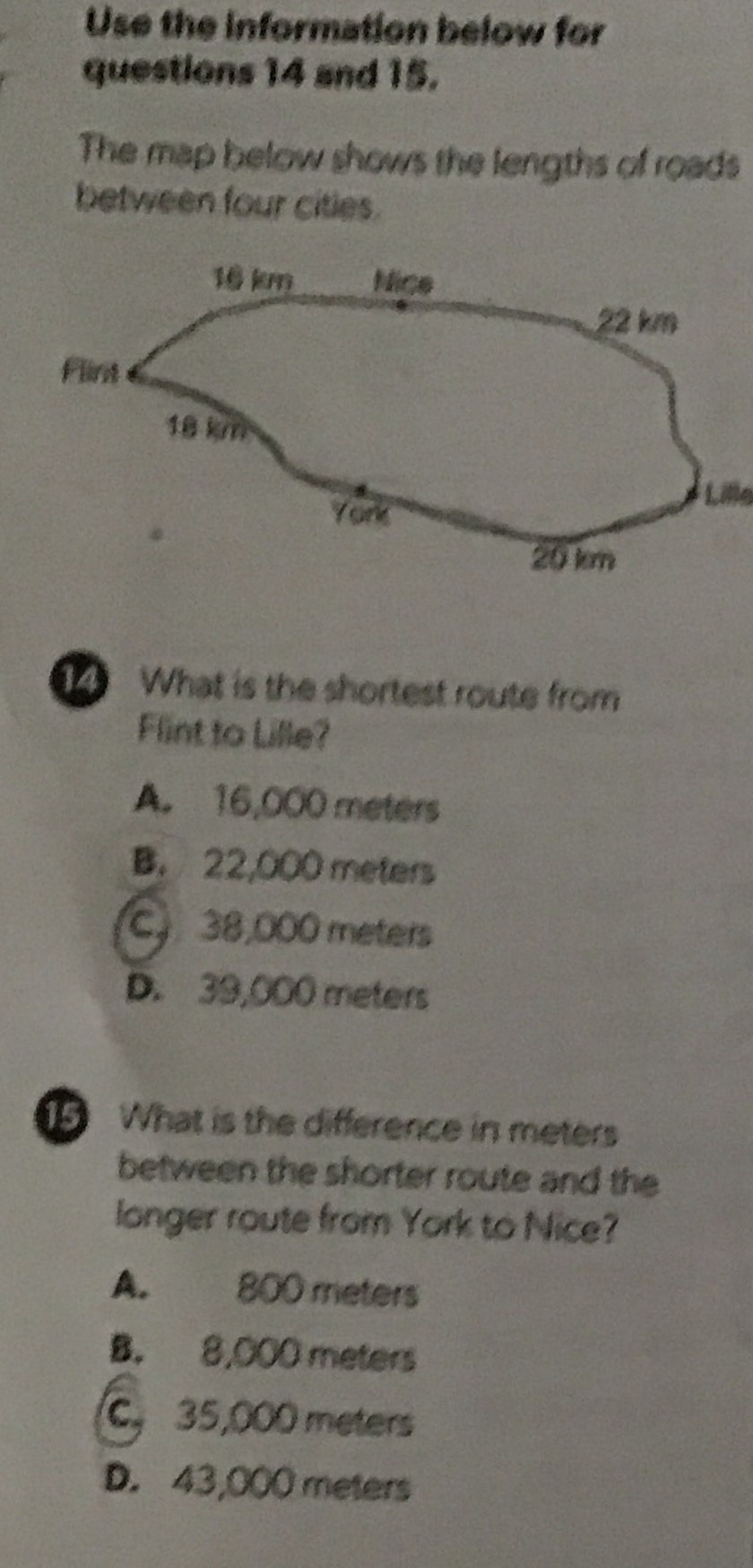 The map below shows the lengths of roads between f... CameraMath