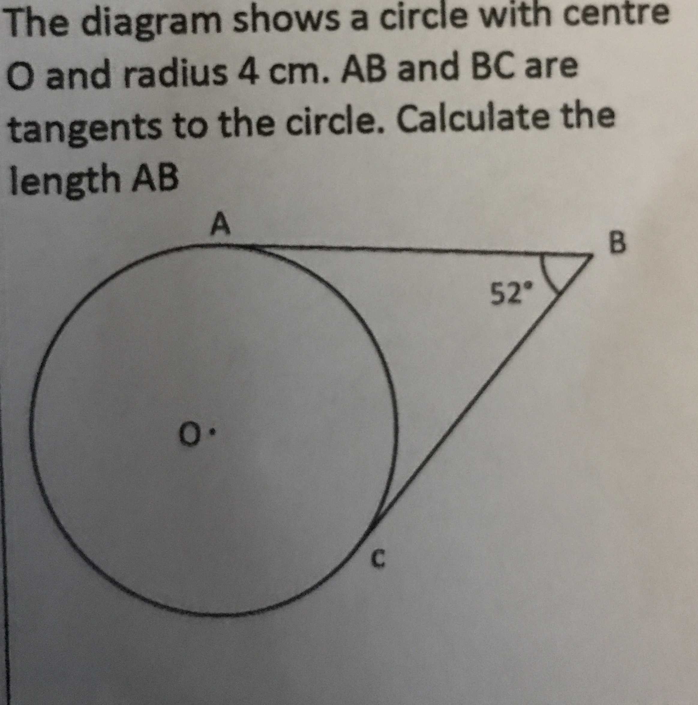 The diagram shows a circle with centre \( O \) and... CameraMath