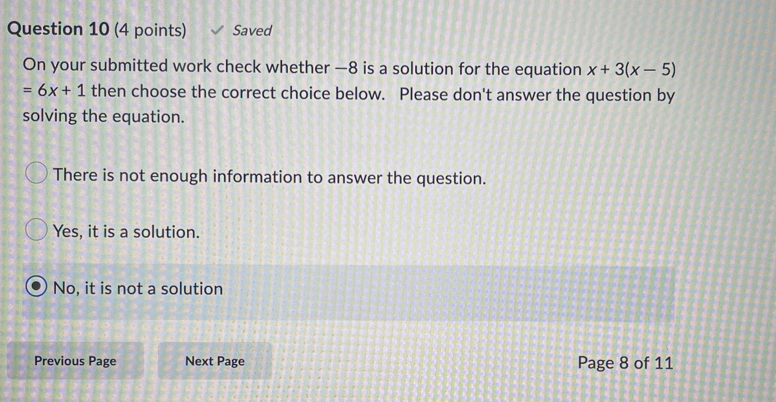 On your submitted work check whether \( 8 \) is... CameraMath