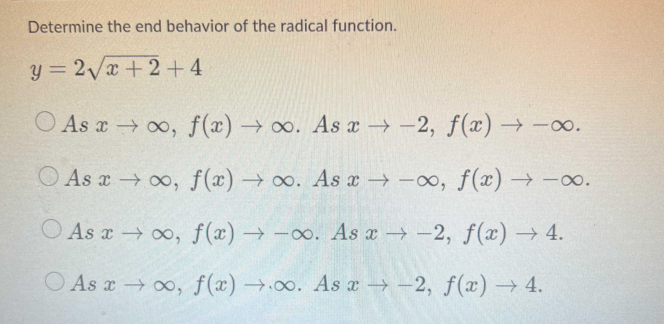 Determine the end behavior of the radical function... CameraMath