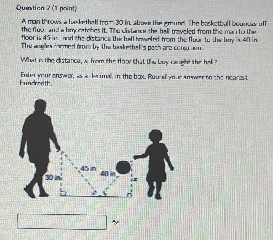 A man throws a basketball from \( 30 \) in. above CameraMath