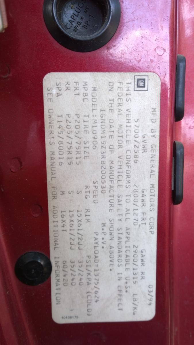 Chevrolet Astro Questions what tire sizes are there for a 1995 astro