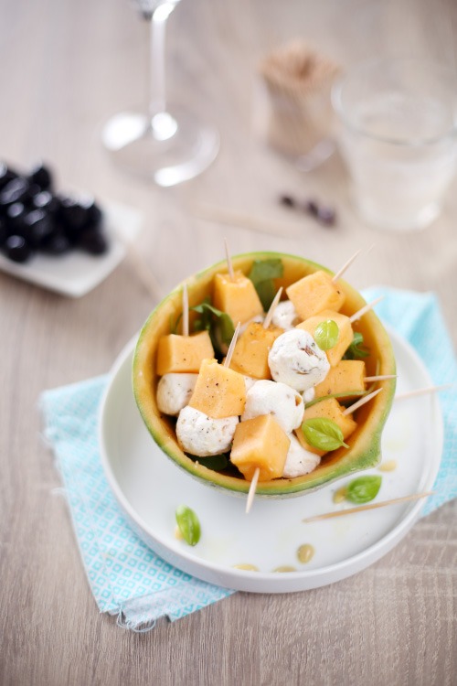 Brochettes de melon au fromage frais chefNini