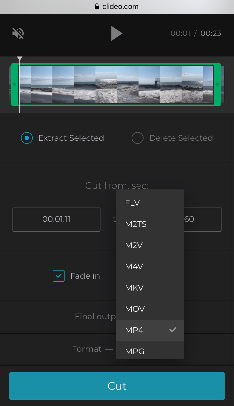 Download and Cut Video for Vimeo on iPhone — Clideo