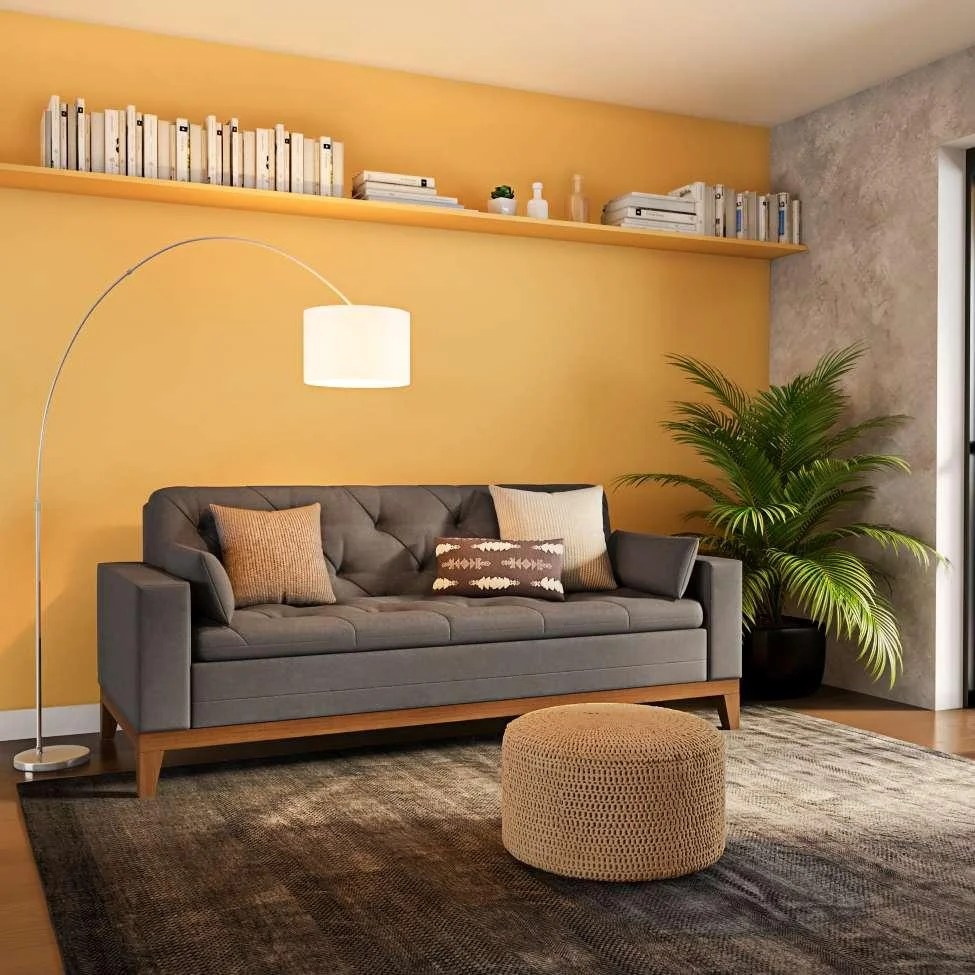 Sofá 3 Lugares Reno Suede Cinza Clube Extra