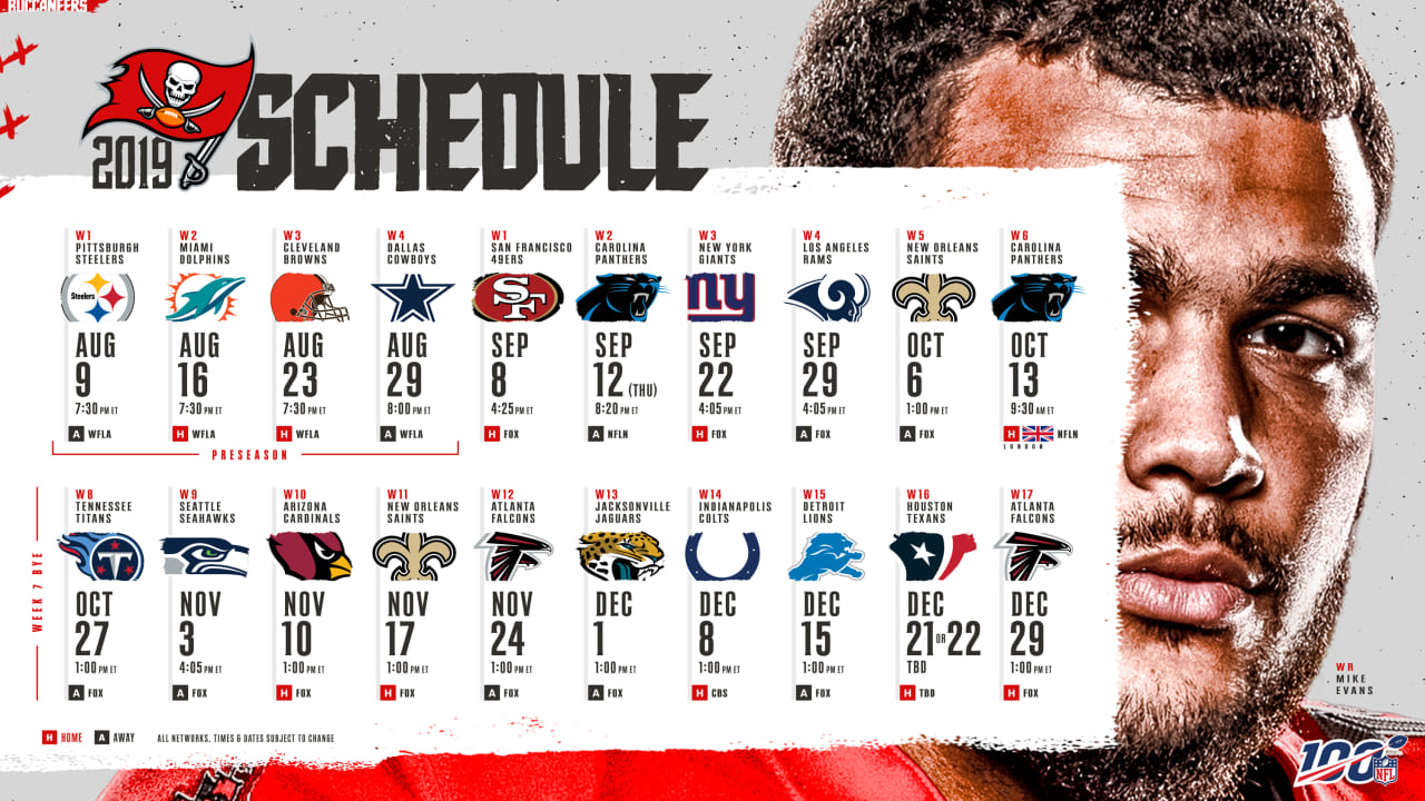 2019 Schedule Released Bucs' Path Begins, Ends at Home