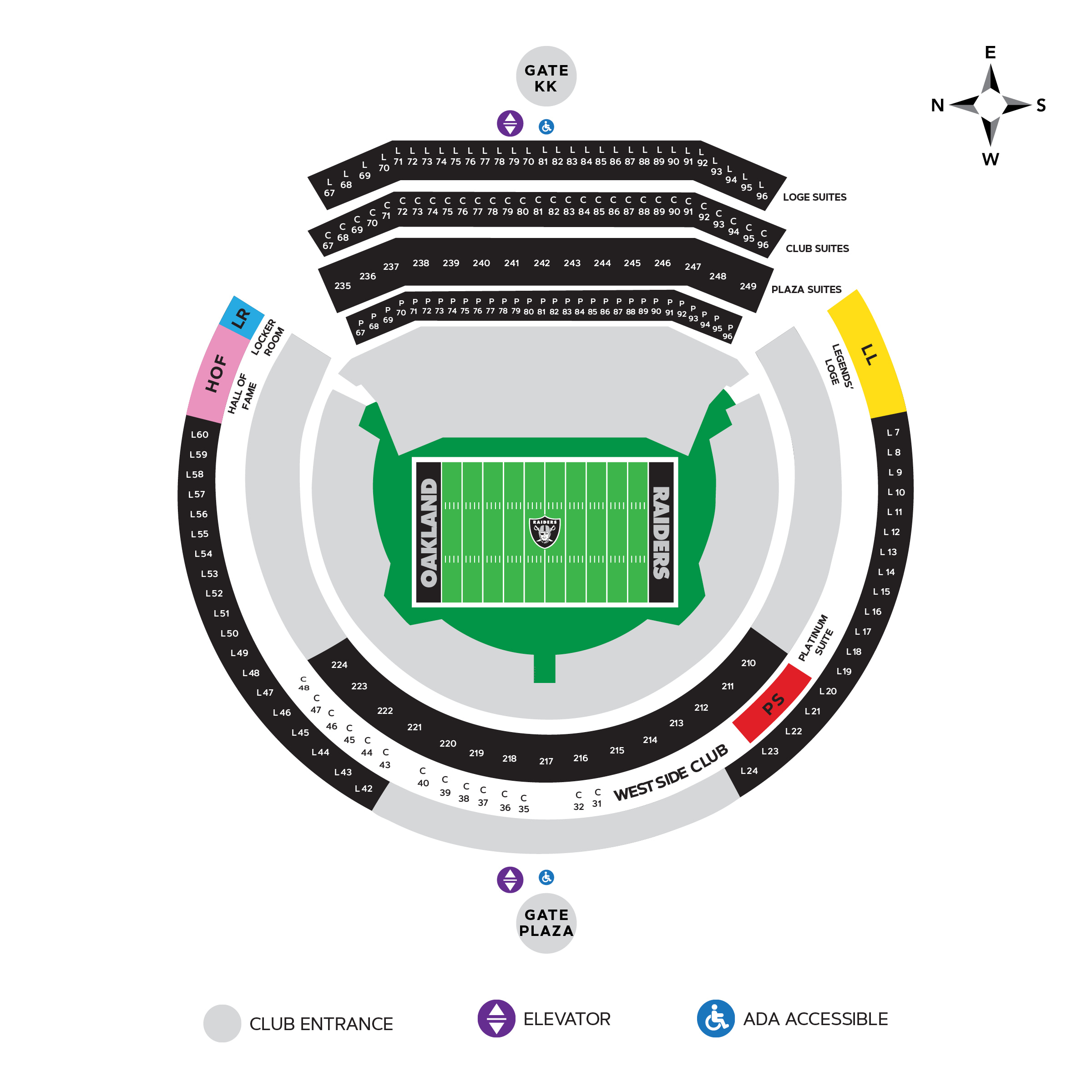 Oakland Raiders Oakland Coliseum Seating Map