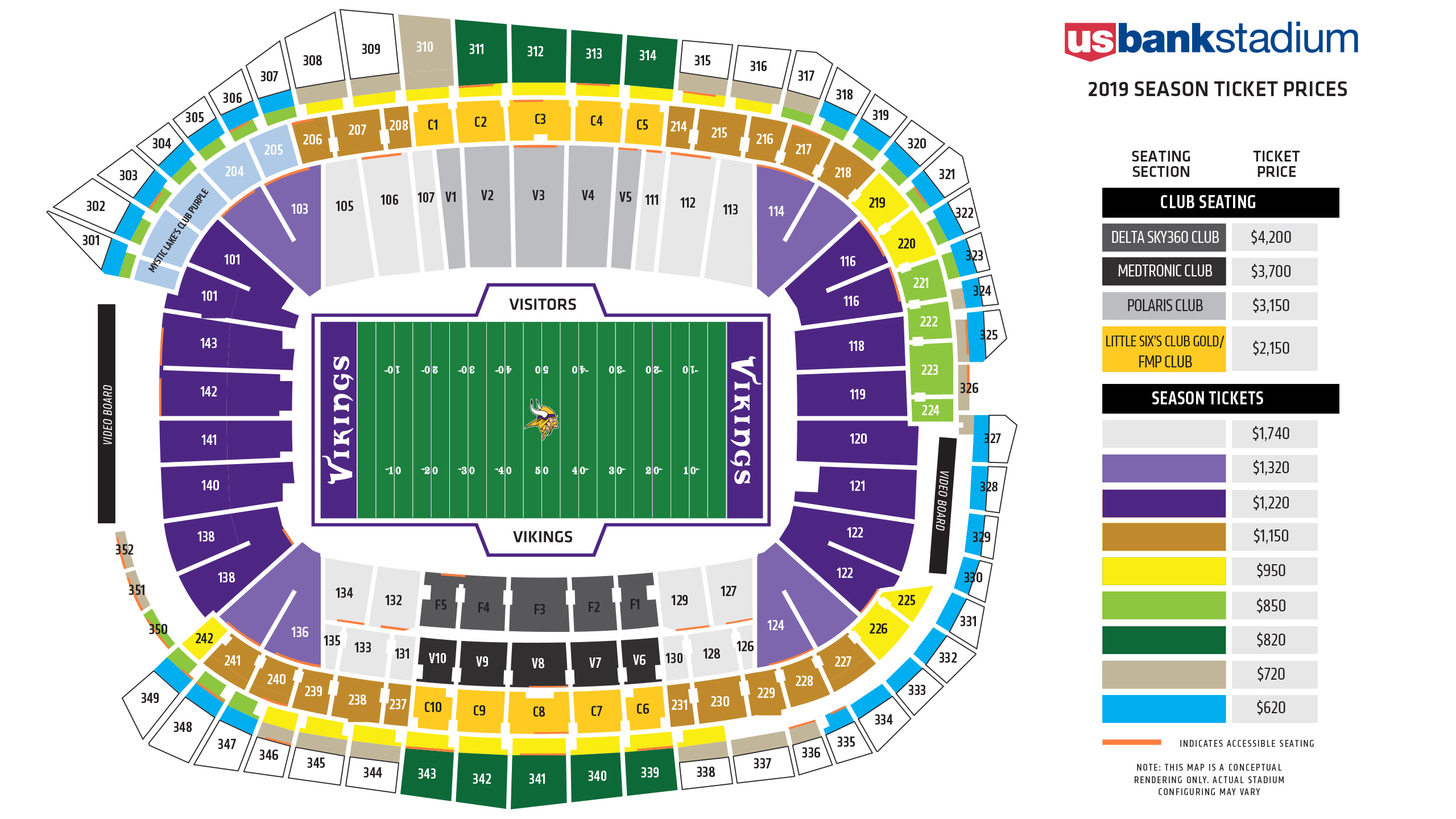 U.S. Bank Stadium Seating Chart and Map | Minnesota Vikings - vikings.com