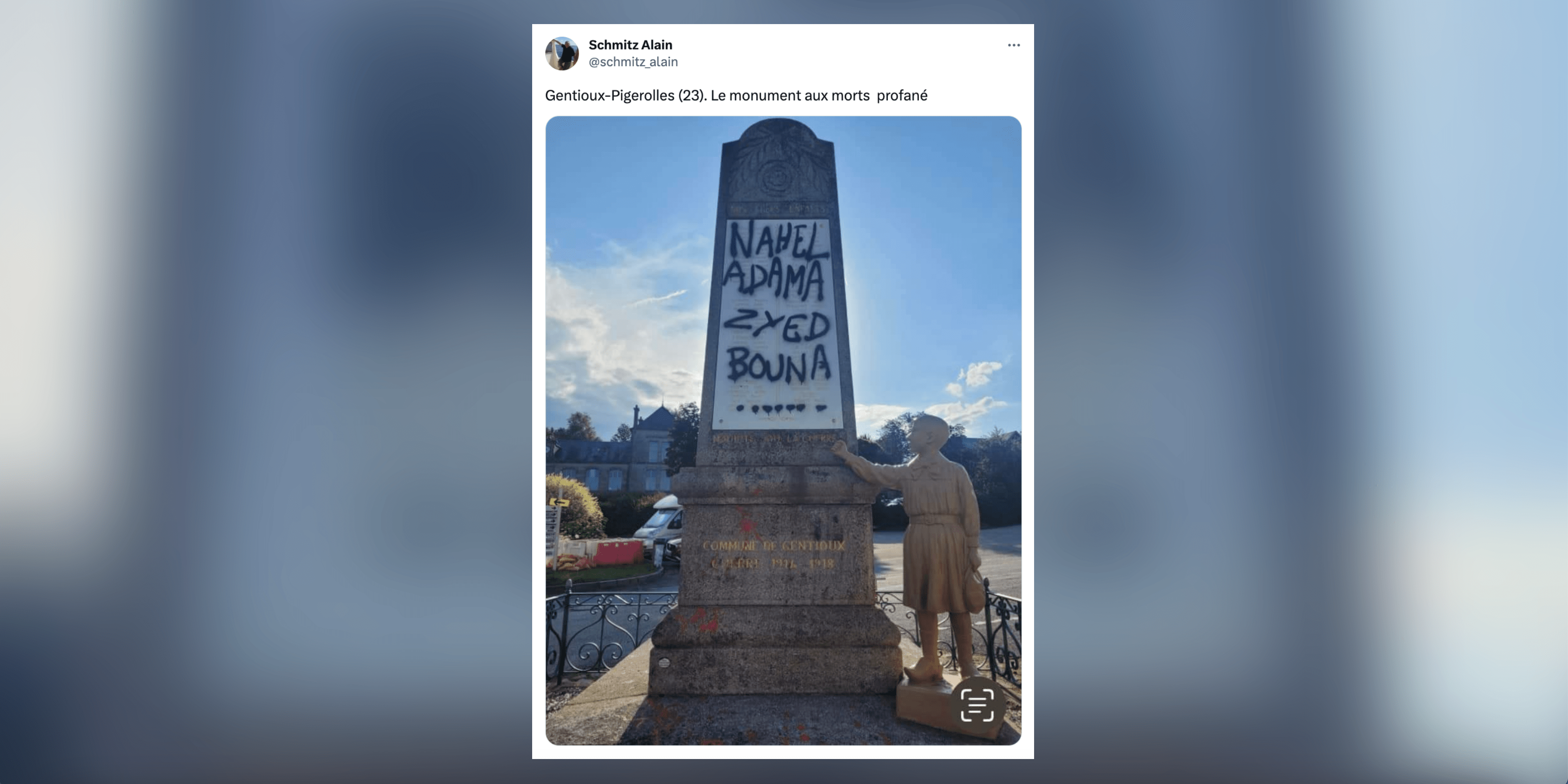 Nahel Ni oubli ni pardon un monument aux Morts tagué dans la | Family Man Librarian