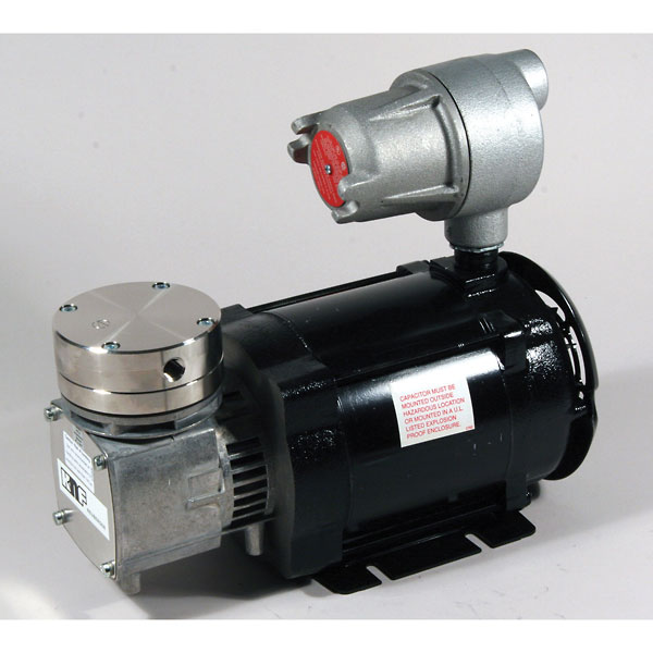 KNF Explosion Proof Motor Vacuum Pump 316SS PTFE 0 6 cfm 28 55 Hg from