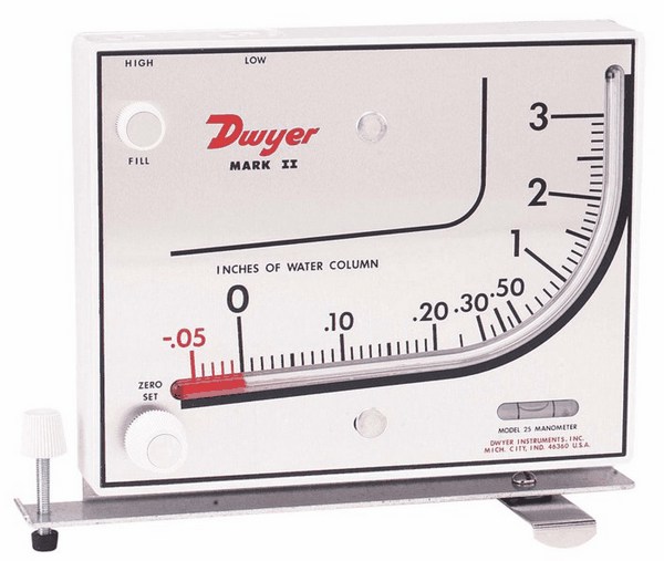 Dwyer Mark II Model 25 Inclined Manometer 3 WC from ColeParmer