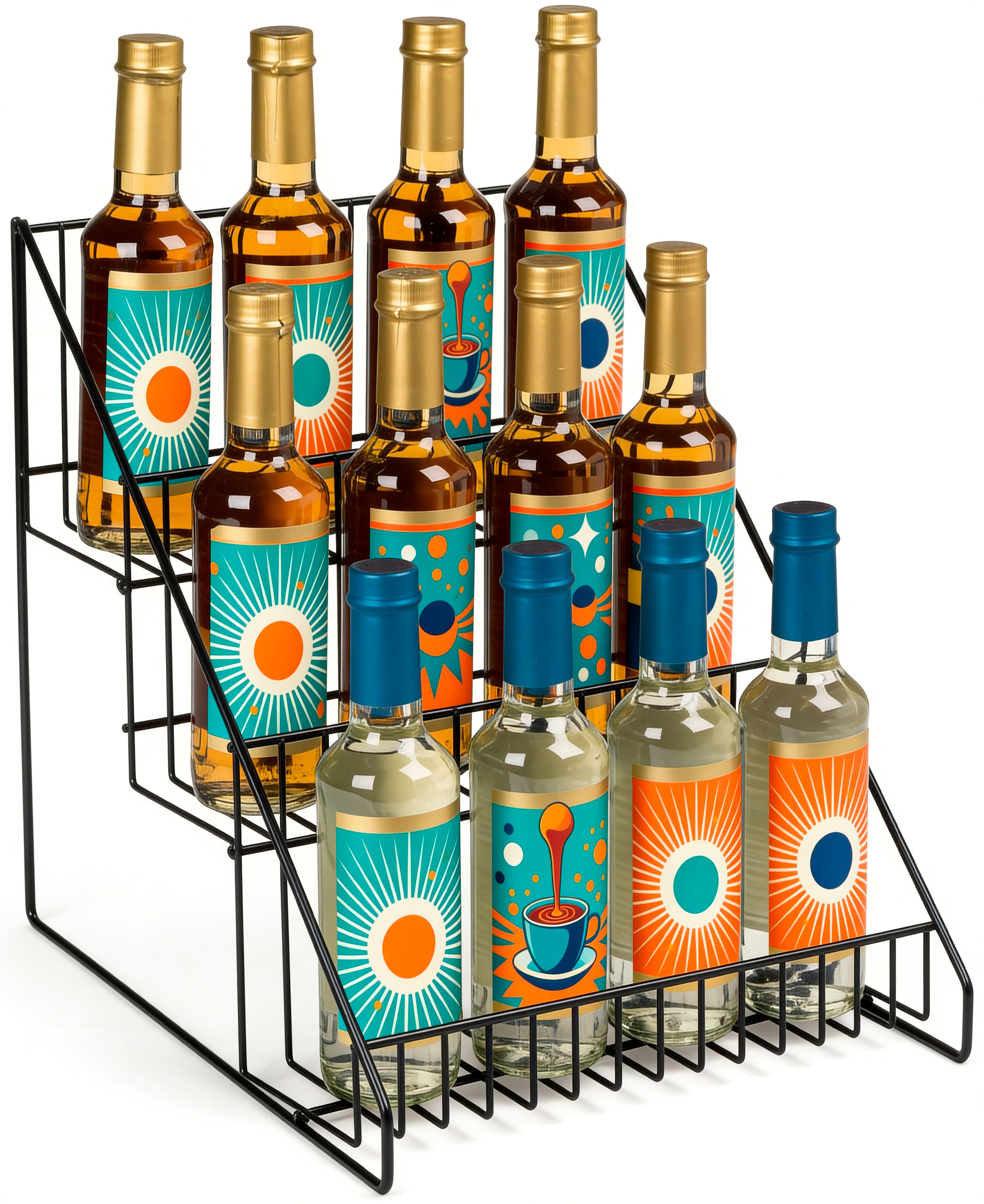 3 Tier Wire Countertop Rack Angled, Open Space Shelves Displays2go