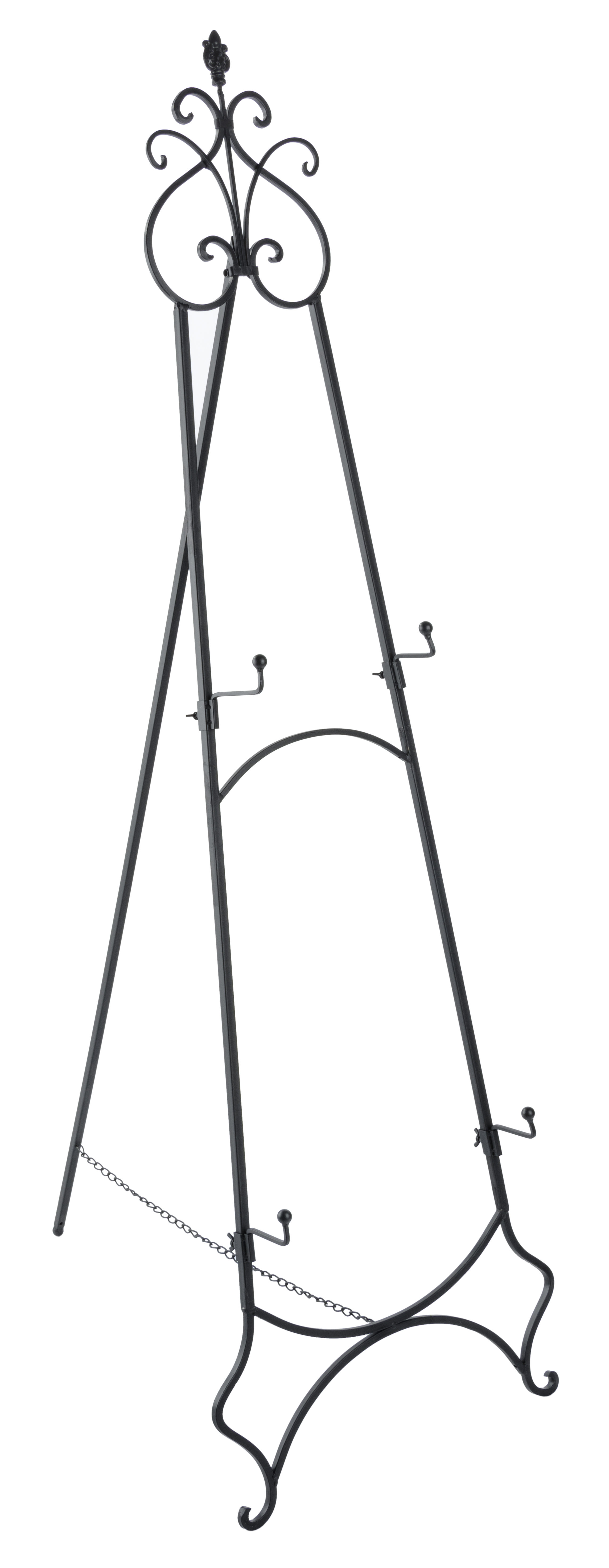 Adjustable Wrought Iron Easel Fleur de Lis Design
