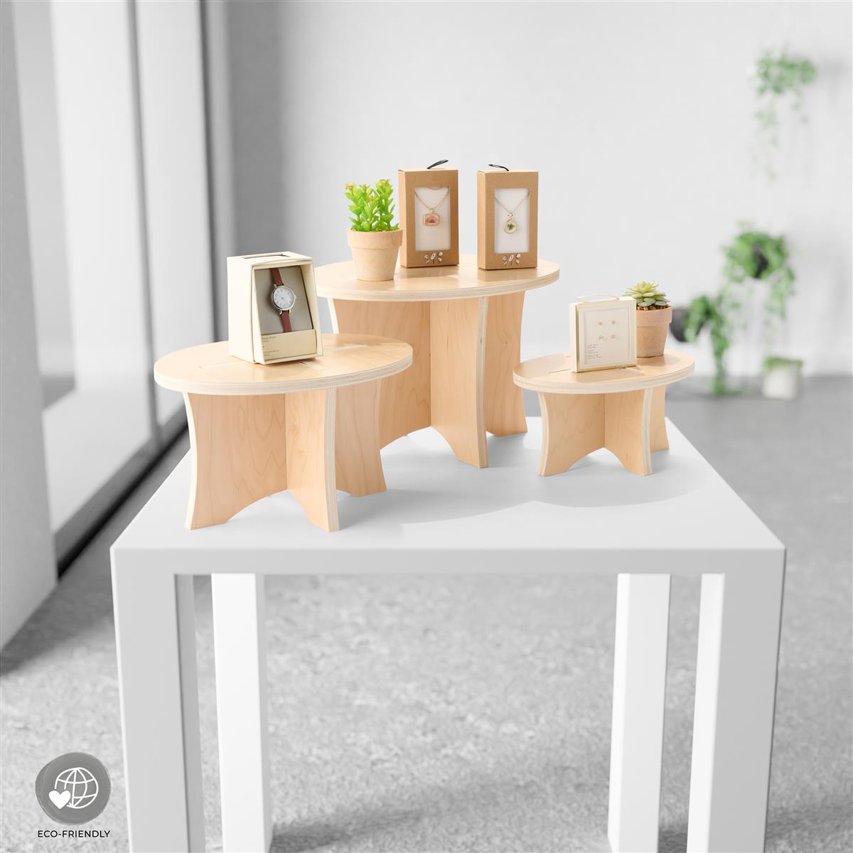 Wood Display Risers 3 Various Sizes and Sustainable Build