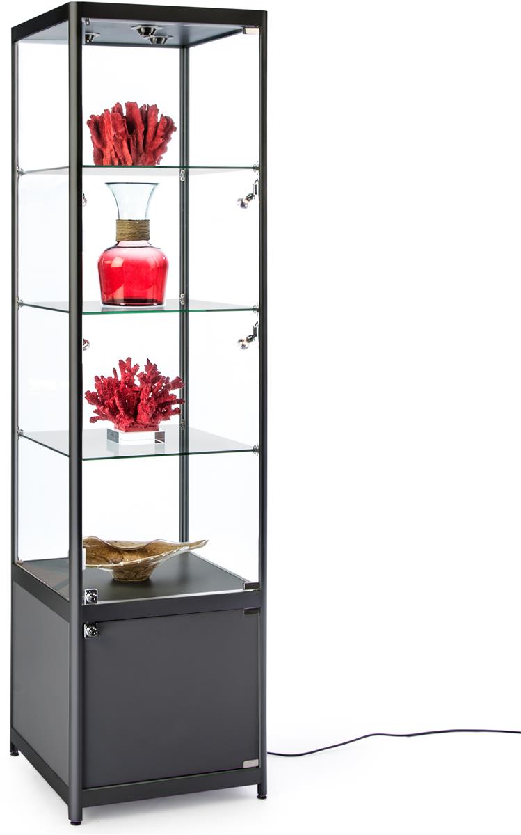 Black Illuminated Tower Display Tempered Glass