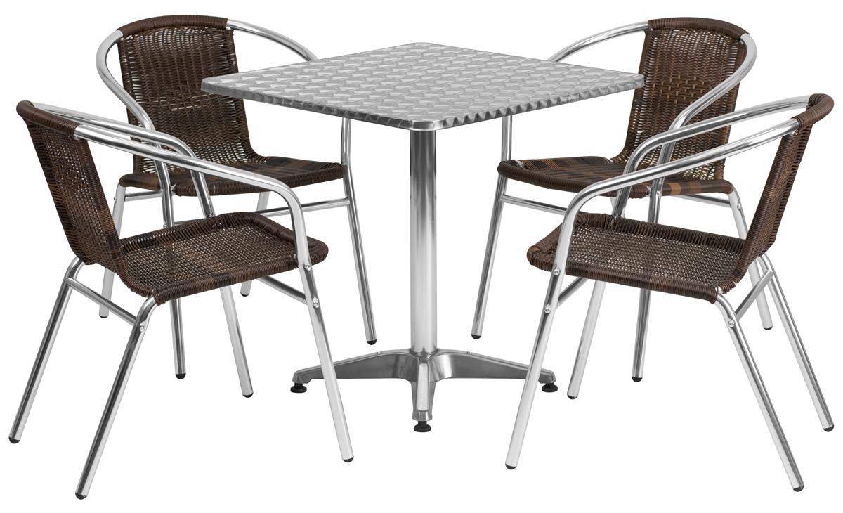 Square Aluminum Indoor/Outdoor Table Set 5Piece Set