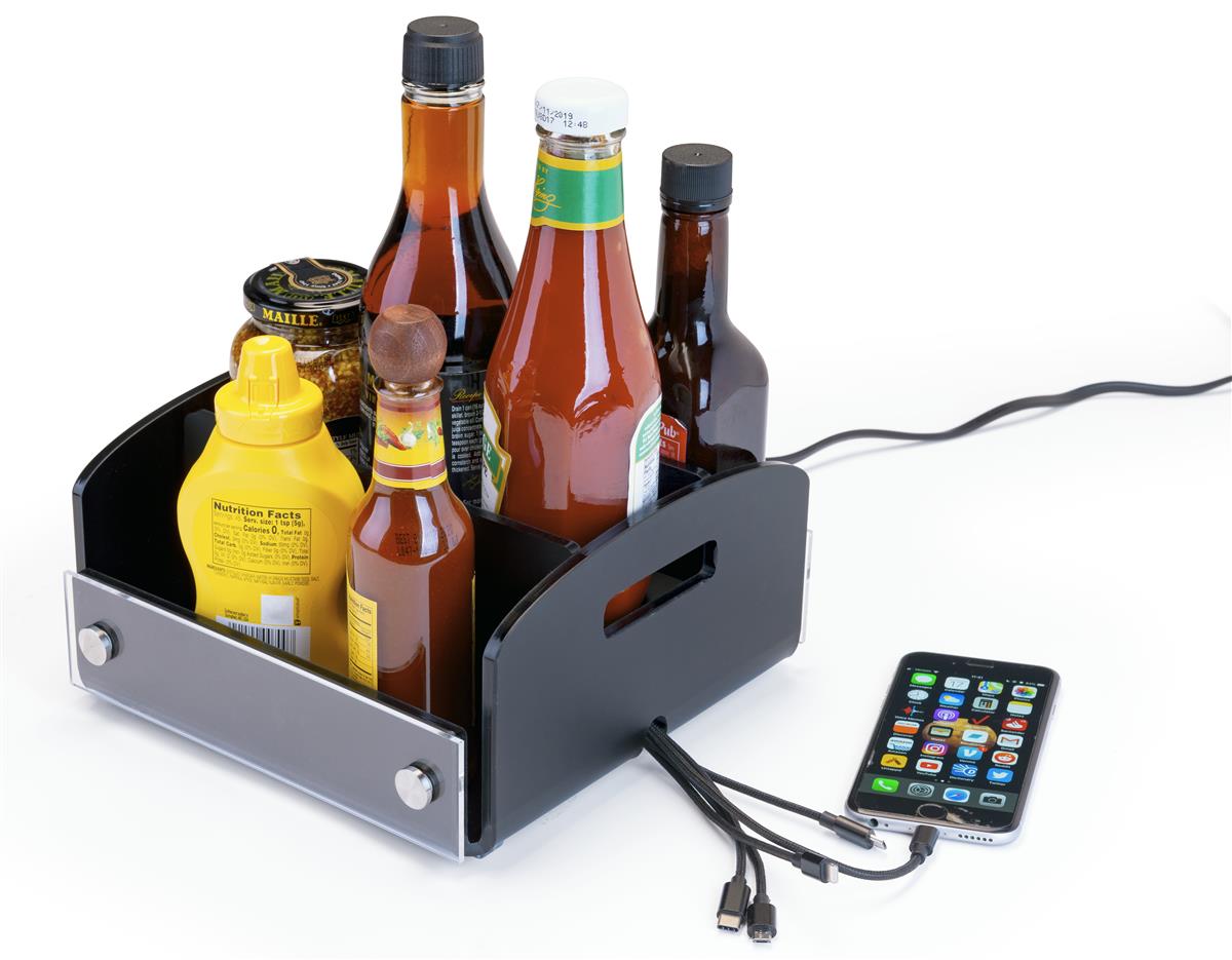 Restaurant Condiment Caddy with USB Charger 5 Ports and Cables