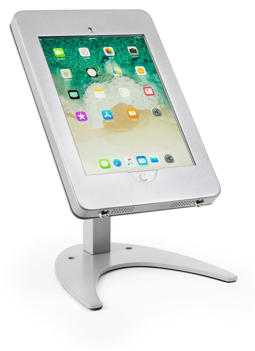 Countertop iPad Pro Tablet Holder Stand Locking Silver Housing
