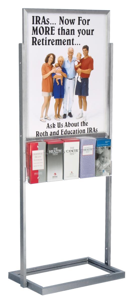 Poster Display Racks, Metal Frame Sign Holder w/ Literature Rack