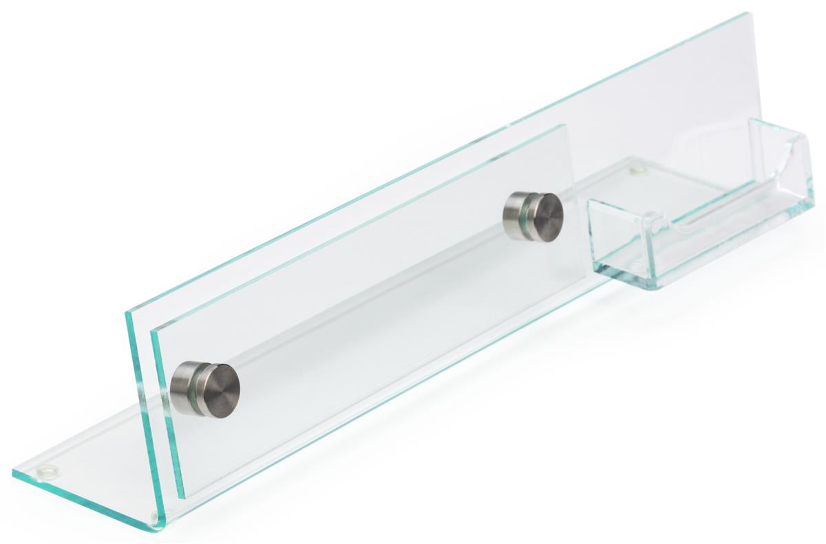 Desk Nameplate with Business Card Holder Clear Acrylic