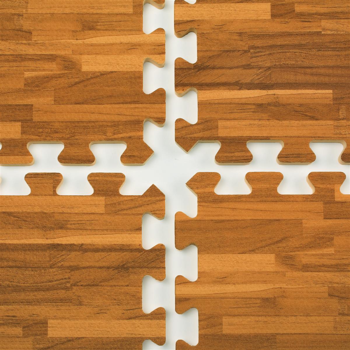 36 pieces at 12 x 12 x ~9/16 extra thick. 10 x 10 interlocking foam mat wood grain