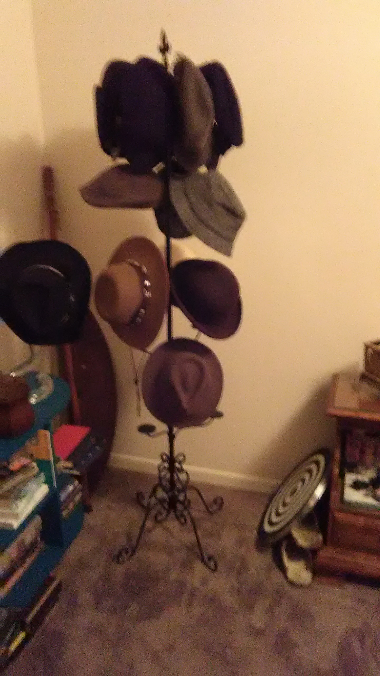 Wrought Iron Hat Rack 5 Tiers & Rotating Hooks