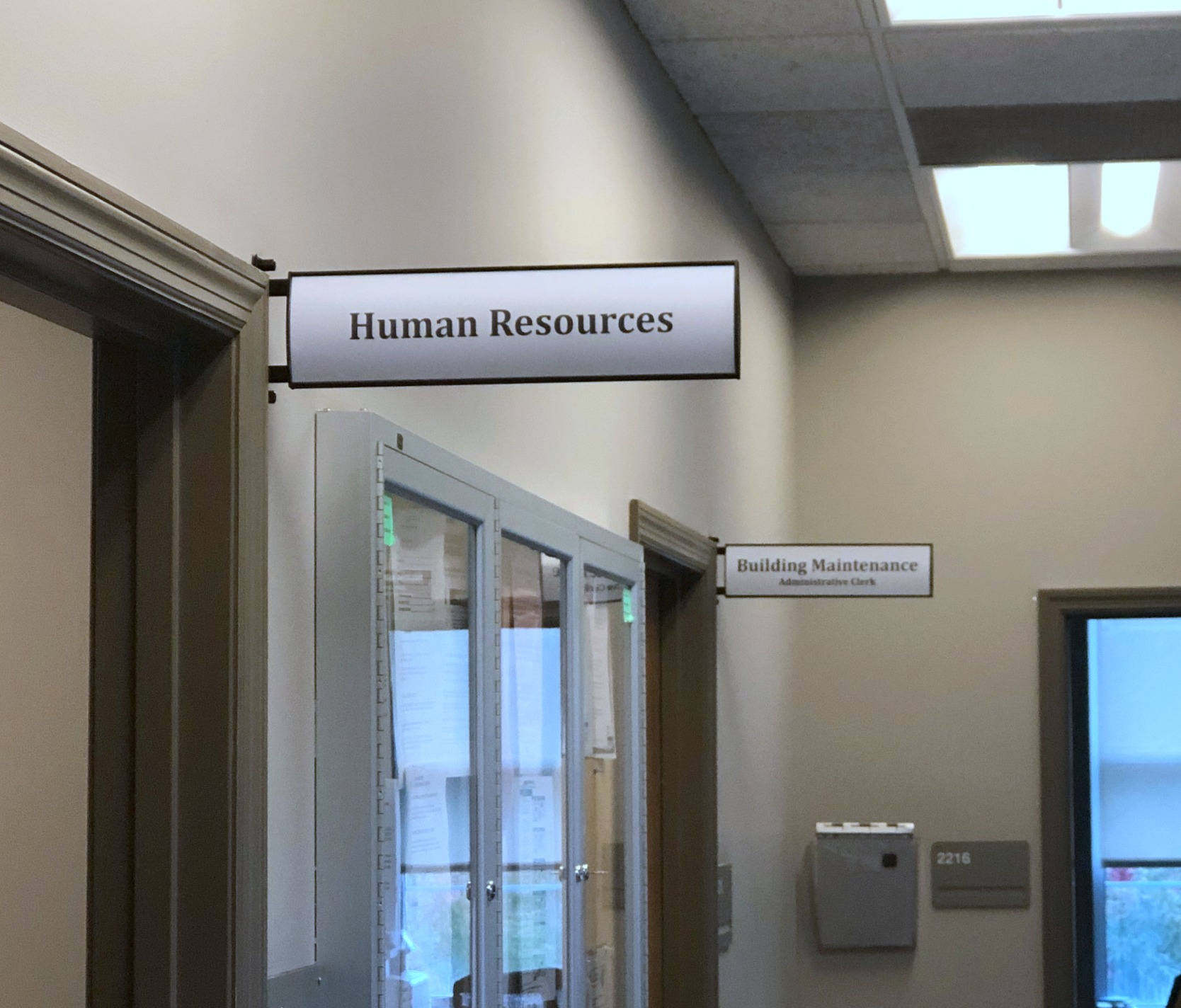 Hallway Signs 15 x 3.75 Wall or Ceiling Signage Holder Black