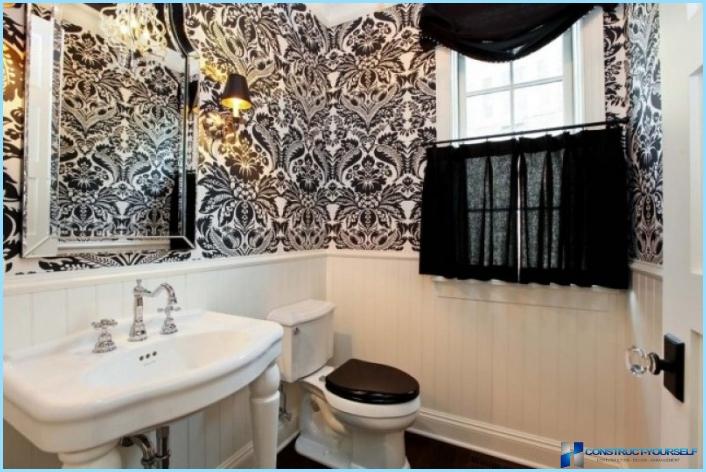 Tapete für die Toilette in der Wohnung + Foto
