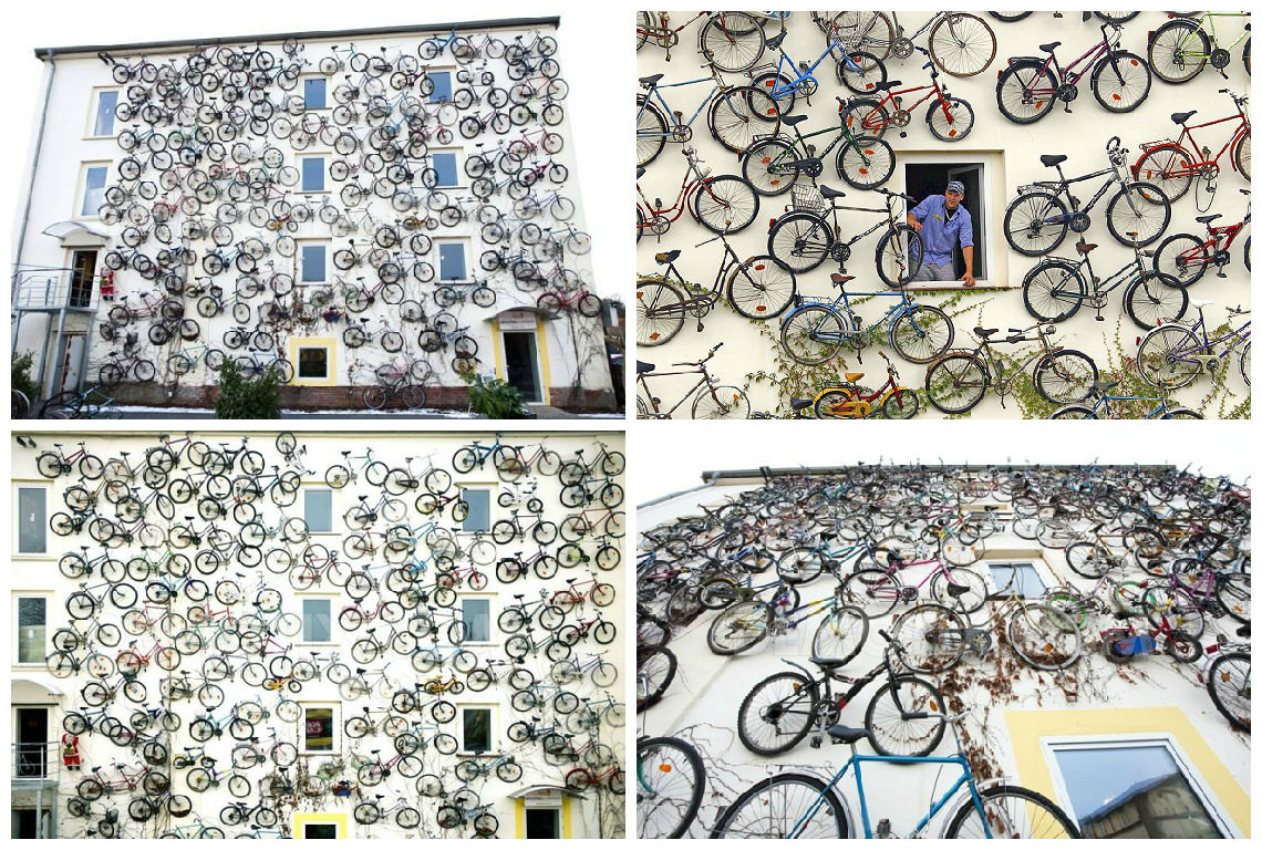 German Bike Shop Decorated with 120 Bicycles Stuck to Its Storefront