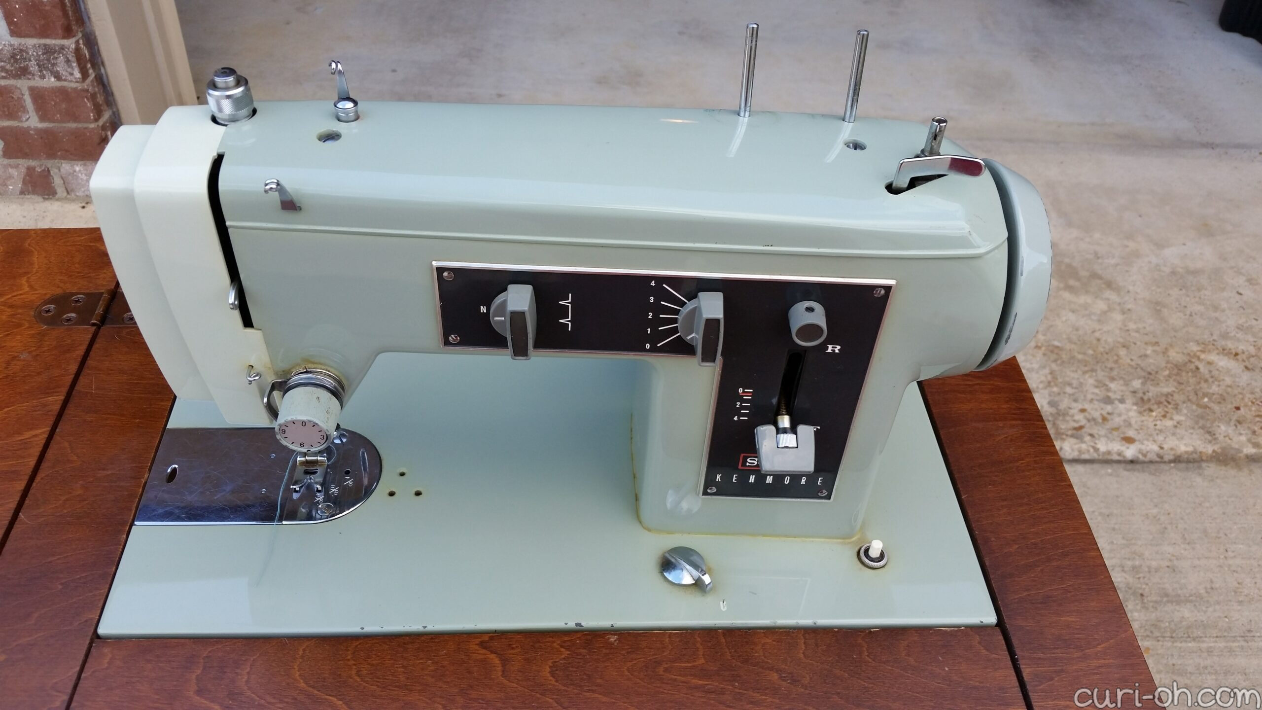 Before & After Peachy Keen & Vintage Green Sewing Table CuriOh!