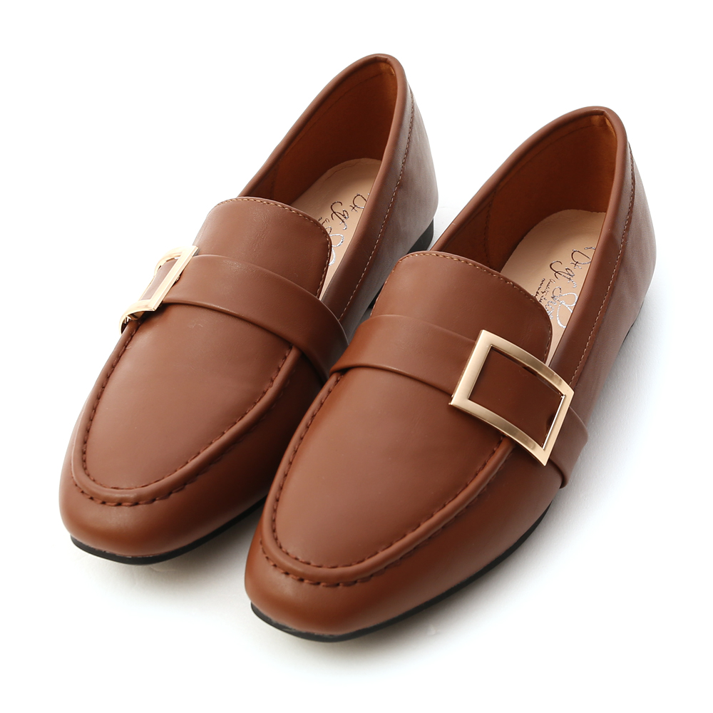 Gold Buckle Loafers Brown │ D+AF Official Online Shop