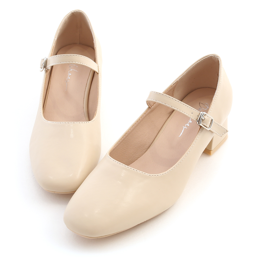 Heeled Mary Jane Shoes Beige │ D+AF Official Online Shop