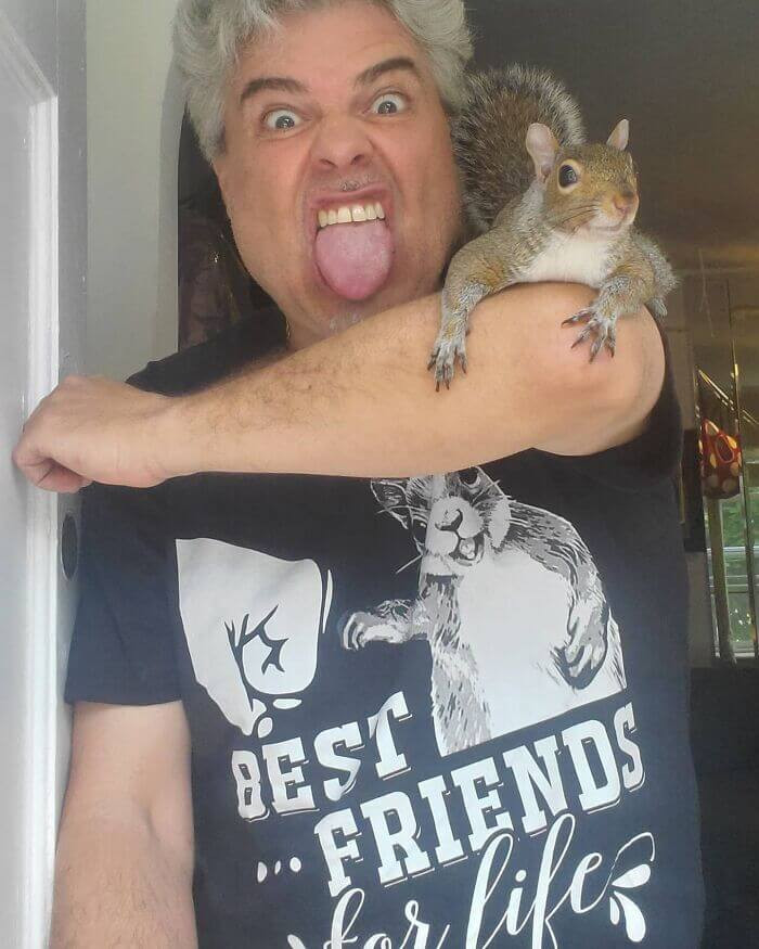 Adorable Baby Squirrel Rejected By Its Mom Decides To Stay With A Man