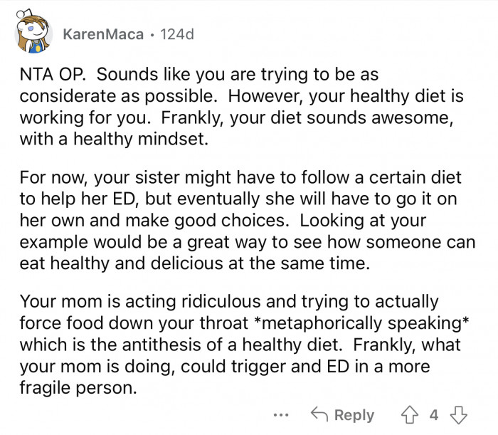 Redditor Accused Of Hindering His Anorexic Sister's Recovery By Eating