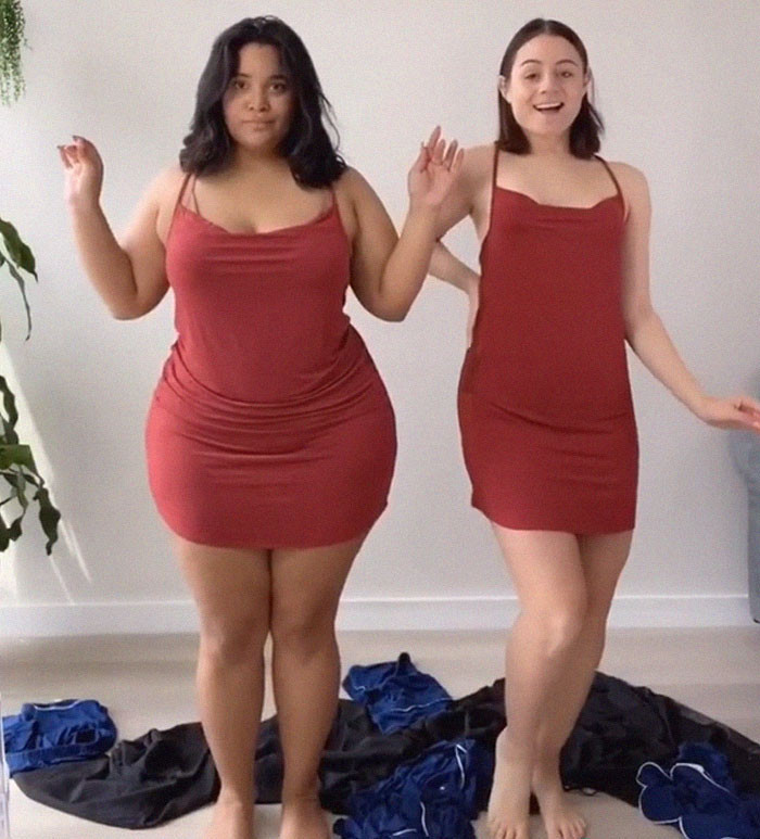 Two Different Women Wear The Same Clothes To Demonstrate How It Looks