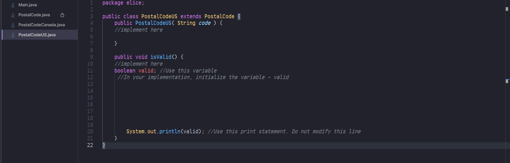Canadian and US postal code Java Dani