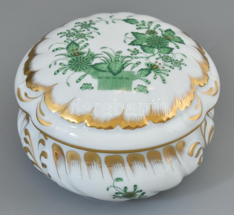 Herendi indiai kosár mintás bonbonier. Kézzel festett, jelzett