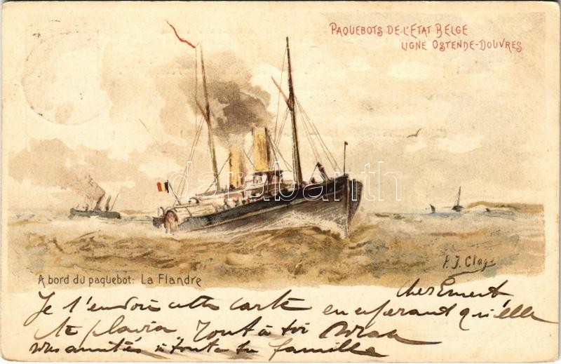 1900 Paquebots de l'Etat Belge Ligne OstendeDouvres. A bord du