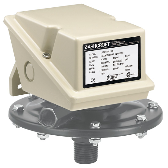 Ashcroft L Series Pressure Switch 100 WC Diff 1 4 NPT F Single Set