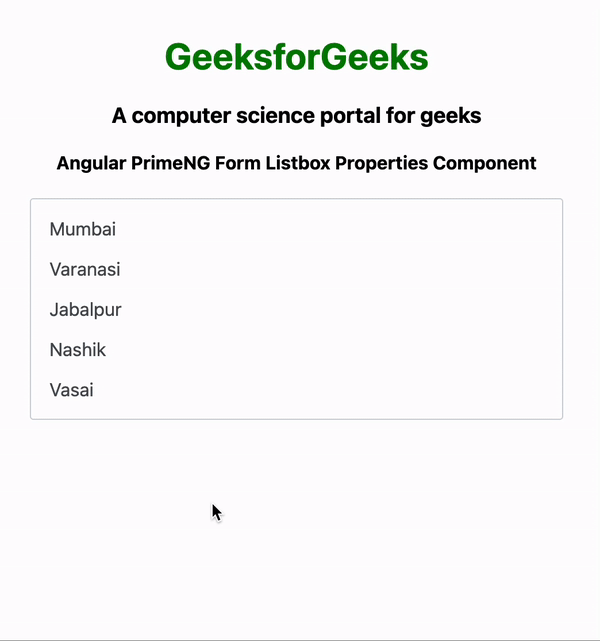 Angular PrimeNG Form Listbox Properties组件极客教程