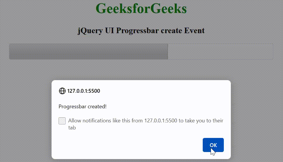 jQuery UI Progressbar create事件极客教程