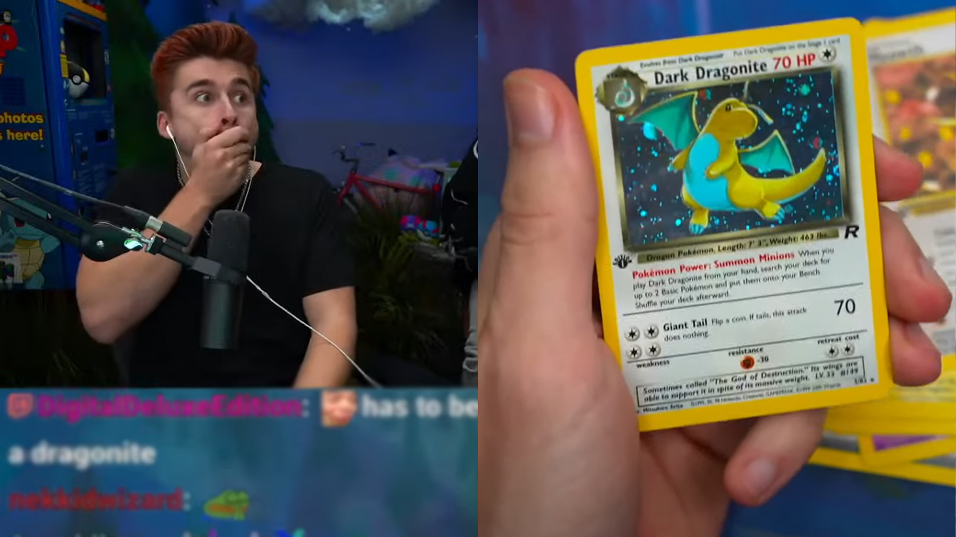 Ludwig unpacks a rare Pokemon card (Image via @Ludwig/YouTube)
