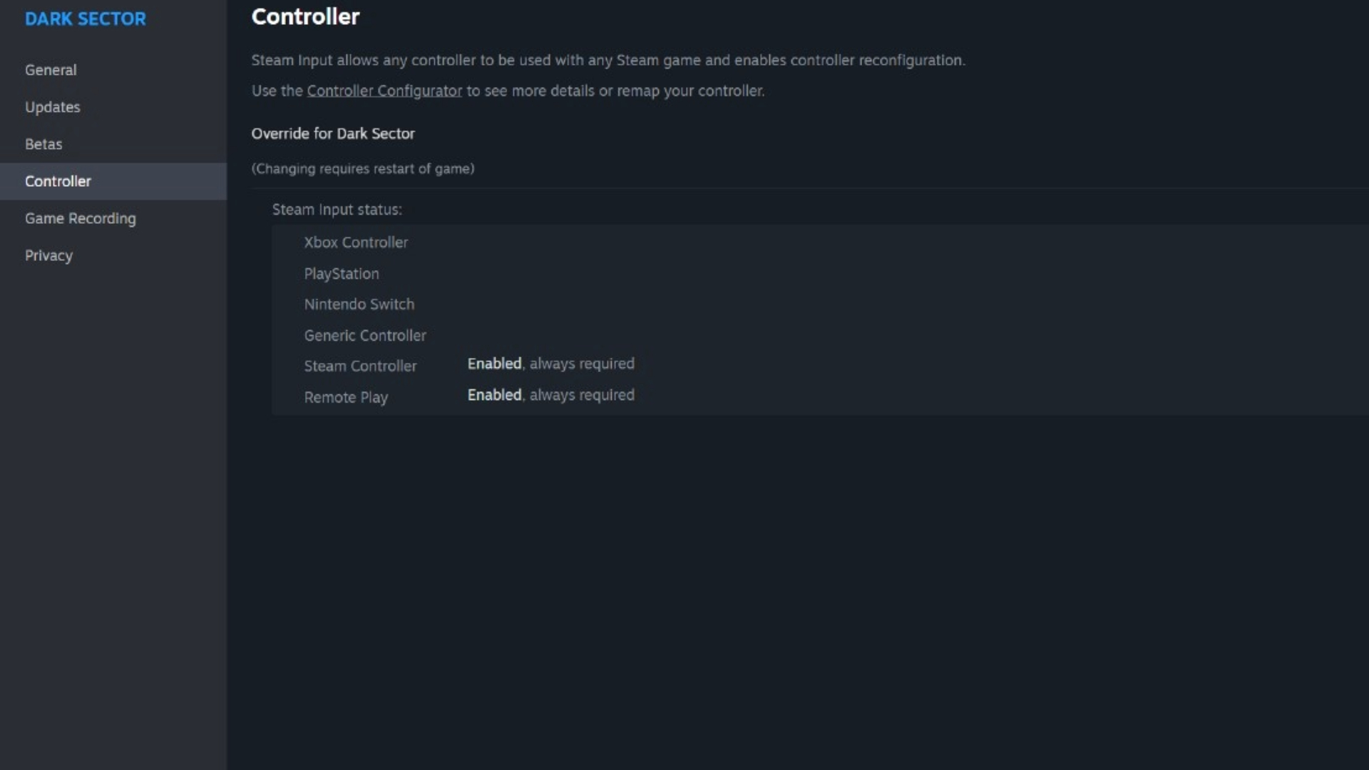 Controller settigns in Steam (Image via Steam, Valve)