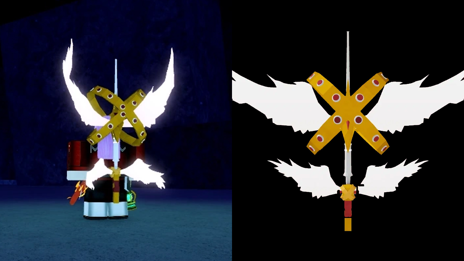 The Seraphic rod in images (Images via Fisch Wiki/Roblox)